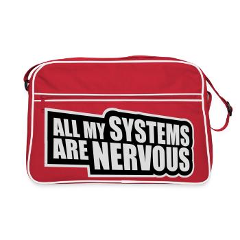 All My Systems Are Nervous Funny Fear Nerd Logo - Retro Bag - red/white - Front