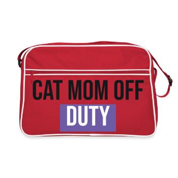 Maman de chat hors service - Cadeau de chat - Sac Retro - rouge/blanc - Devant