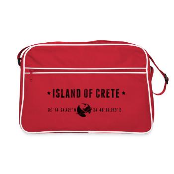 Kreta stilisierte geografische Koordinaten - Retro Tasche - Rot/Weiß - Vorne