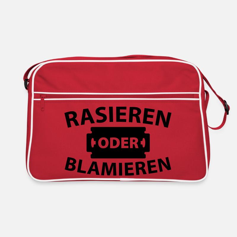 Rasieren oder blamieren Retro Tasche