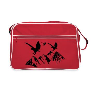 Les oiseaux volent au-dessus des montagnes - Sac Retro - rouge/blanc - Devant