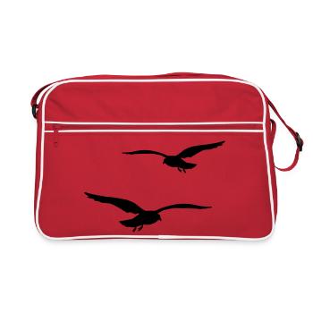 fliegende moewen vogel urlaub - Retro Tasche - Rot/Weiß - Vorne