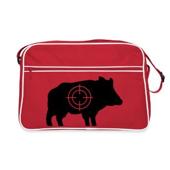 Wildschwein mit Fadenkreuz - Retro Tasche - Rot/Weiß - Vorne