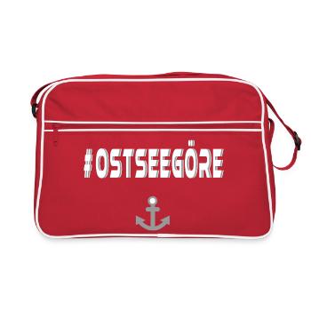 Ostseegöre mit Anker V.2 - Urlaubsreif - Retro Tasche - Rot/Weiß - Vorne