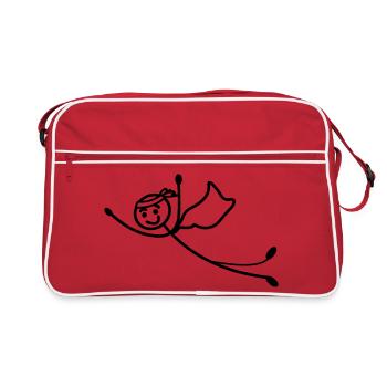 Super jung oder Mann fliegt schnell mit Umhang - Retro Tasche - Rot/Weiß - Vorne