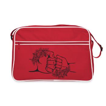 Geschenke Papa Tochter, passendes Set Vater Tochte - Retro Tasche - Rot/Weiß - Vorne