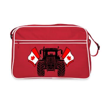 Traktor Zwei Flaggen Kanada - Retro Tasche - Rot/Weiß - Vorne