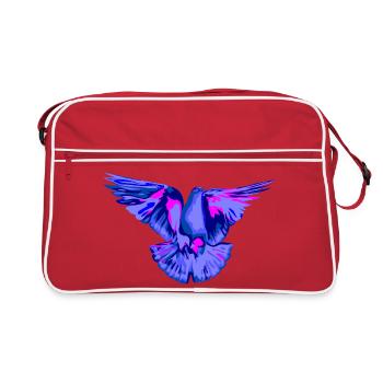 Taube blau - Retro Tasche - Rot/Weiß - Vorne