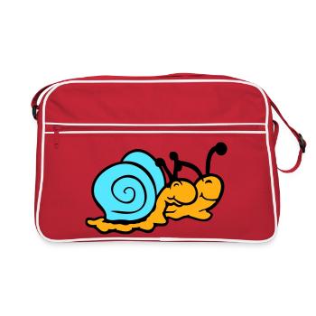 2 Schneckenhaus Schnecken Team Verliebt Freunde - Retro Tasche - Rot/Weiß - Vorne