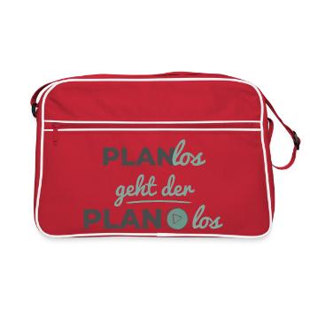 Planlos geht der Plan los – Scandi Soft Typografie - Retro Tasche - Rot/Weiß - Vorne