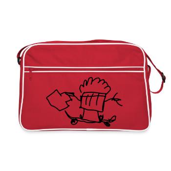 Skating Muffin with Suitcase - Retro Bag - red/white - Front