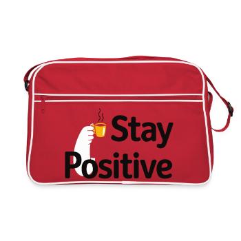 Stay Positive Kaffeetasse - Retro Tasche - Rot/Weiß - Vorne