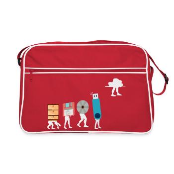 Programmeur drôle de données en informatique en nuage logiciel d’IA - Sac Retro - rouge/blanc - Devant