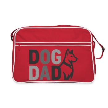 Dog Dad Silhouette – Hundepapa Grafik - Retro Tasche - Rot/Weiß - Vorne