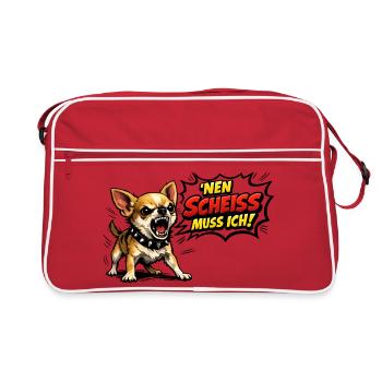 Nen scheiß muss ich - Retro Tasche - Rot/Weiß - Vorne