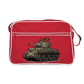 Sherman Panzer Cartoon Illustration | RCCX - Retro Tasche - Rot/Weiß - Vorne