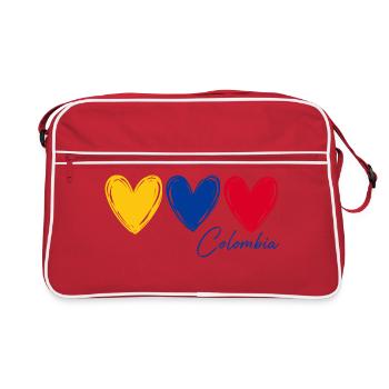 T-shirt Colombie Cœurs Drapeau Fierté - Sac Retro - rouge/blanc - Devant
