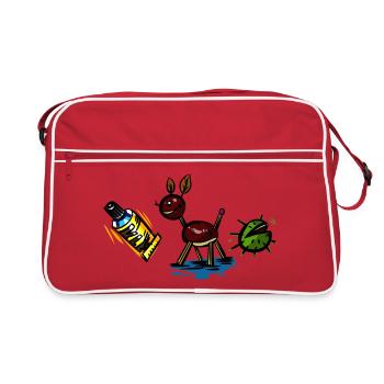 Herbst Kastanien Design - Retro Tasche - Rot/Weiß - Vorne