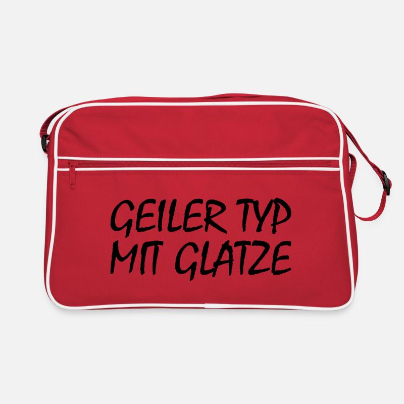 geiler typ mit glatze - Retro Tasche - Rot/Weiß