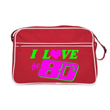 80er Party Retro 80er Kult , I love the 80s (25) - Retro Tasche - Rot/Weiß - Vorne