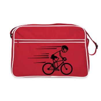 Cycliste stickman roulant fort avec un casque - Sac Retro - rouge/blanc - Devant