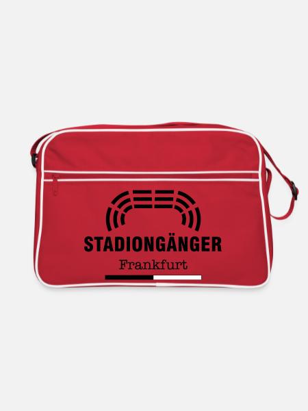 Frankfurt Stadiongänger – Geschenk Fußball Fan - Retro Tasche - Rot/Weiß - Vorne