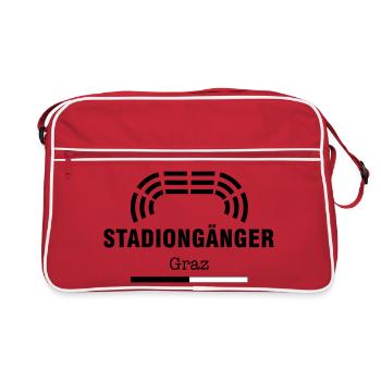 Graz Stadiongänger – Geschenk Fußball Fan - Retro Tasche - Rot/Weiß - Vorne