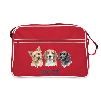 Hunde Wuff Lustige Hundeliebhaber Lustiges Wuff - Retro Tasche - Rot/Weiß - Vorne