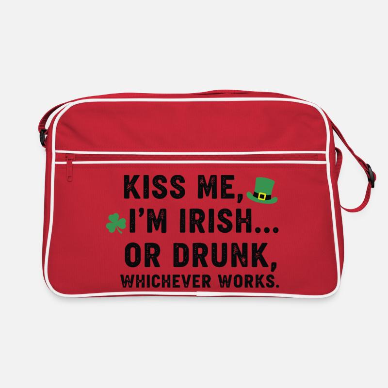 Küss mich, ich bin Ire oder betrunkener Tee Retro Tasche