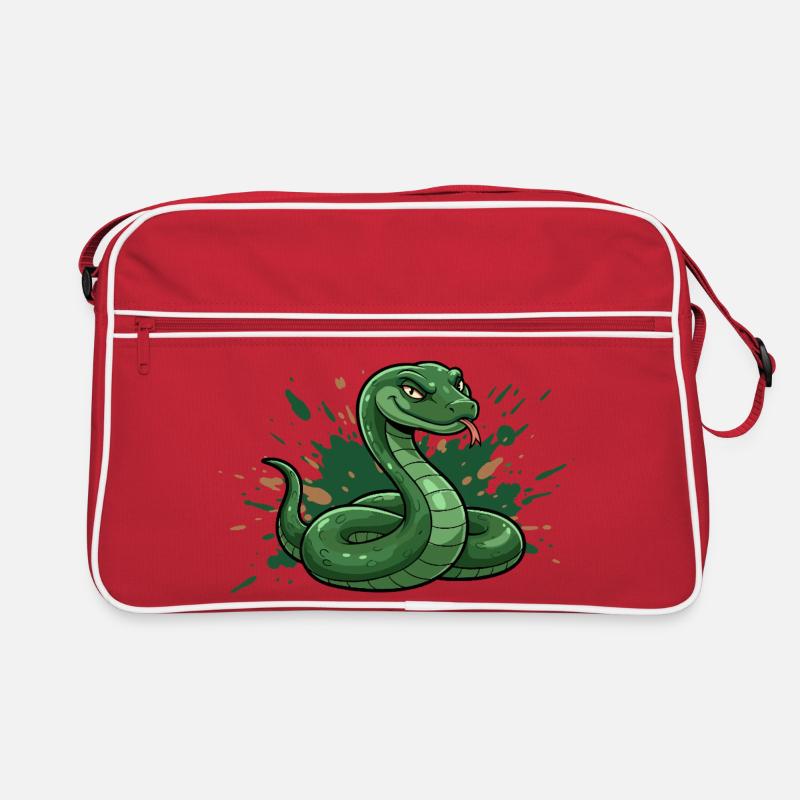 Grüne Comic-Schlange mit Spritz-Splash Retro Tasche