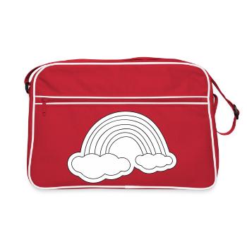 Minimalistischer Regenbogen auf Wolken - Retro Tasche - Rot/Weiß - Vorne