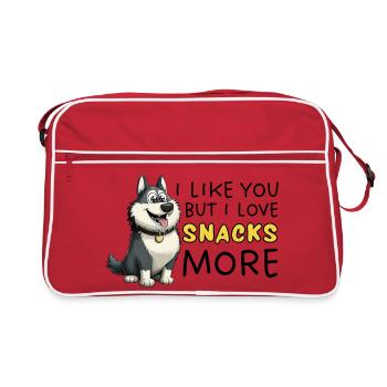 Siberian Husky Snack Lover Cartoon - Retro Bag - red/white - Front