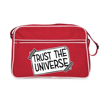 Logo de citation spirituelle de l’univers Trust The Universe - Sac Retro - rouge/blanc - Devant