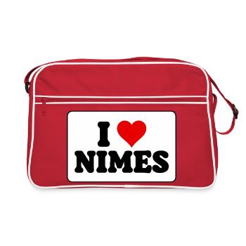 Ich liebe Nîmes, J'aime Nîmes - Amour ville - Retro Tasche - Rot/Weiß - Vorne