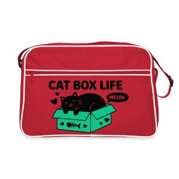 Cat Box Life Katzen Logo - Retro Tasche - Rot/Weiß - Vorne