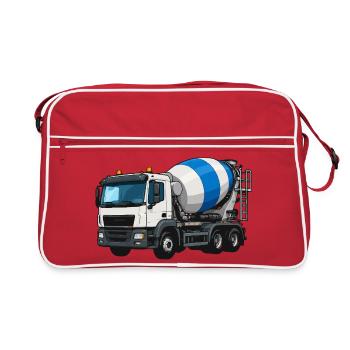Betonmischer Lastwagen Design - Retro Tasche - Rot/Weiß - Vorne