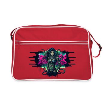 Cyberpunk Medusa – Rébellion au néon - Sac Retro - rouge/blanc - Devant