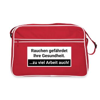 Too much work endangers health burnout - Retro Bag - red/white - Front