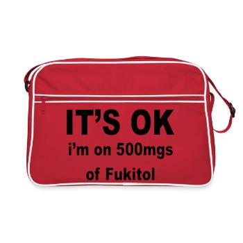 C’est bon, j’utilise 500 mg de fukitol. Humour * - Sac Retro - rouge/blanc - Devant