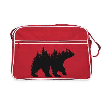 Bear, Forest, Illustration, Trees, Bears, Nature, Symbol - Retro Bag - red/white - Front