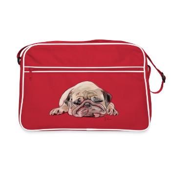 Pug Mops Wauwau - Retro Bag - red/white - Front