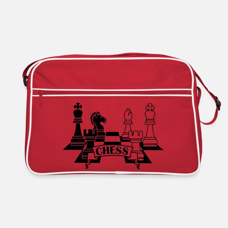 Schachfiguren mit Text CHESS Retro Tasche