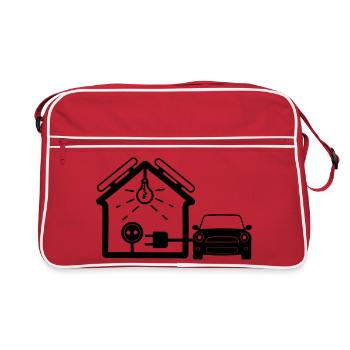 House with solar panels car - Retro Bag - red/white - Front