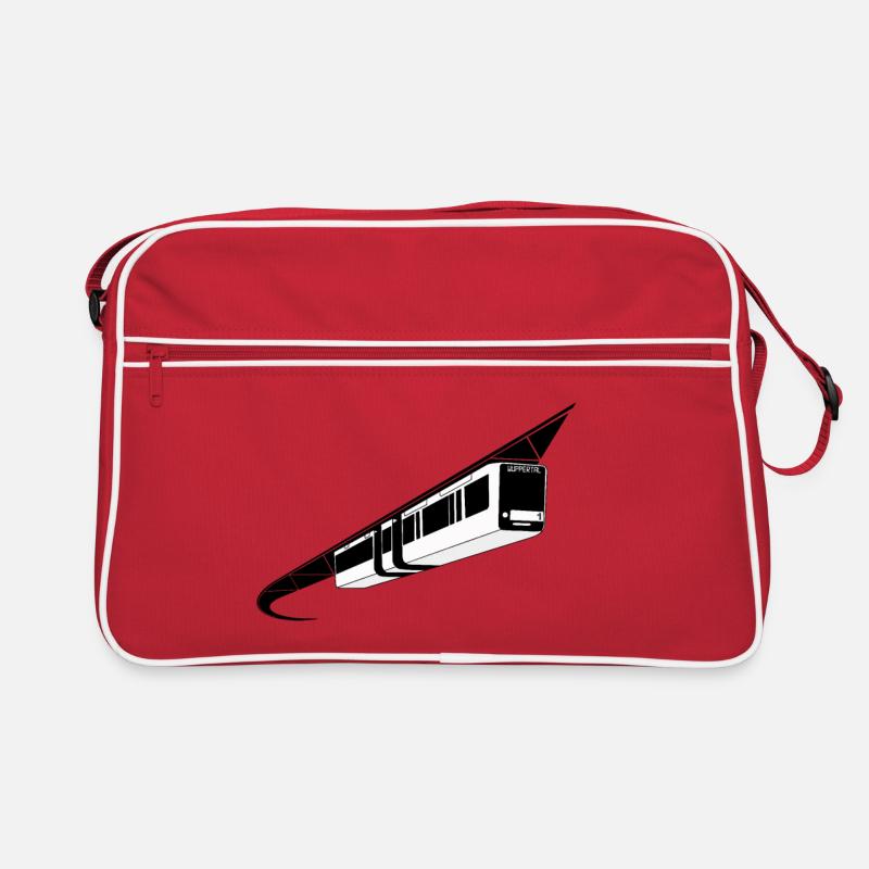 Wuppertal Schwebebahn schwarz/weiß - Retro Tasche - Rot/Weiß