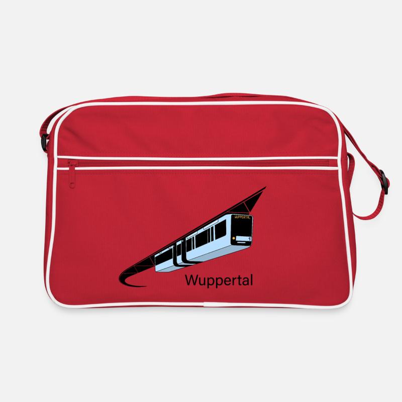 Wuppertal Schwebebahn Schrift bunt - Retro Tasche - Rot/Weiß