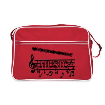 Logo de la musique de la flûte à bec - Sac Retro - rouge/blanc - Devant