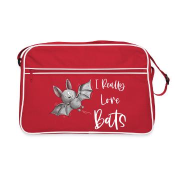 Fluttering Bat I Really Love Bats - Retro Bag - red/white - Front