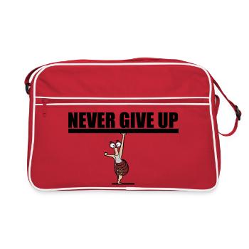 Never give up. Motivation - Retro Bag - red/white - Front