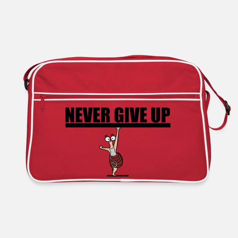 Never give up. Motivation Retro Bag