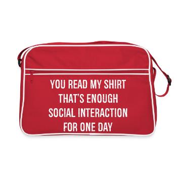 Vous avez lu ma chemise, c’est assez d’interaction sociale - Sac Retro - rouge/blanc - Devant